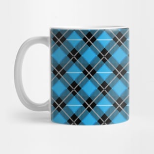 Diagonal Iight Blue and Black Flannel-Plaid Pattern Mug